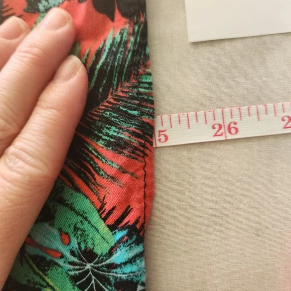 Salty Lemon Tropical Palm Leaf Smocked Bodice Top Coral Teal Women Small - Picture 7 of 7